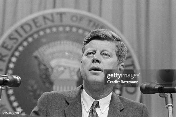 President Kennedy Speaking at Conference