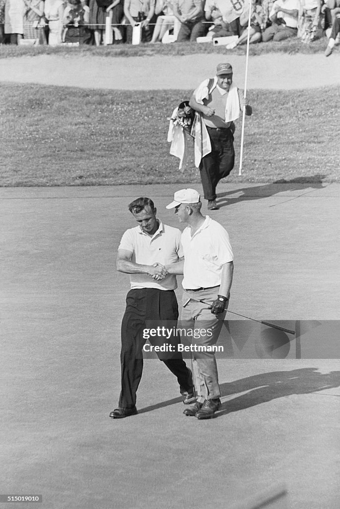 Arnold Palmer and Jack Nicklaus Shaking Hands
