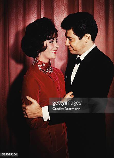 Las Vegas, NV- Picture shows singer, Eddie Fisher, and actress, Elizabeth Taylor, after their wedding ceremony at Temple Beth SHalom. There were no...