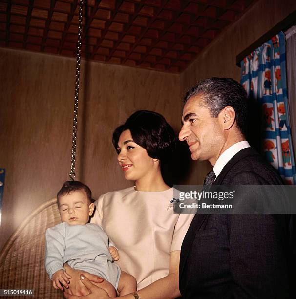 The Shah of Iran with his wife, Empress Farah Diba, and Crown Prince Reza.