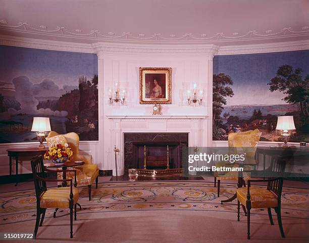 Washington, DC.: Diplomatic Reception Room of the White House, redecorated by Mrs. Kennedy, 1962.