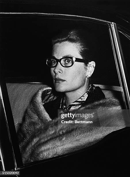 Princess Grace of Monaco. Paris France: Former American movie star, Princess Grace, on Monaco, is seen through the window of an auto as she leaves...