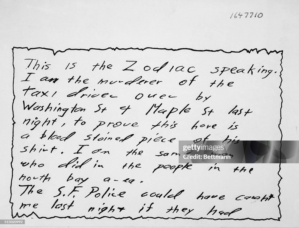 A Letter from the Zodiac Killer