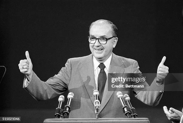 Senator Jesse Helms, of North Carolina, tells the Republican National Convention that he supports the Reagan-Bush ticket because they have promised...