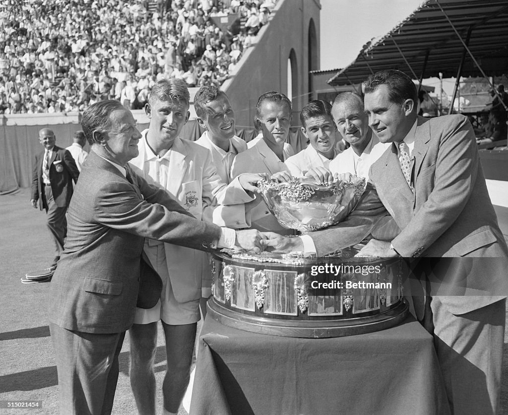 Richard Nixon Congratulating Davis Cup Winners