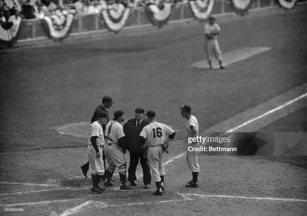 Yogi Berra and Others Arguing with Umpire