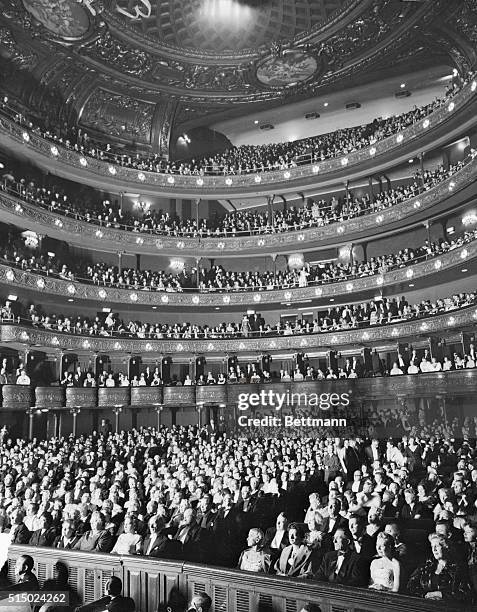New York: Diamond Horeshoe--1955: All the traditional glitter accompanied the 71st opening of the Metropolitan Opera tonight. This view of the...
