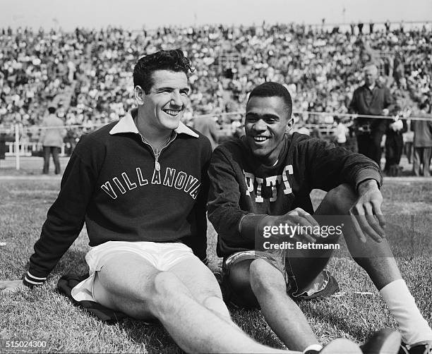 Track athletes Don Bragg and Arnold Sowell at the ICAA championship meet.