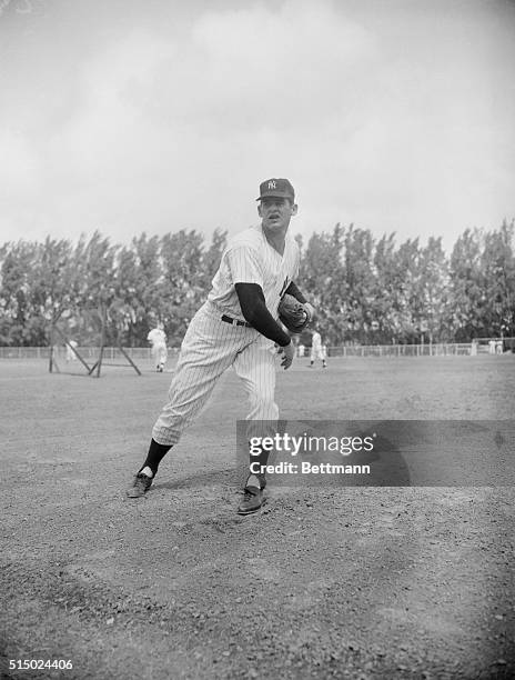 New York: Don Larsen, 27 year old Yankee right hander, wrote his own line of baseball history today by pitching the first perfect game ever pitched...