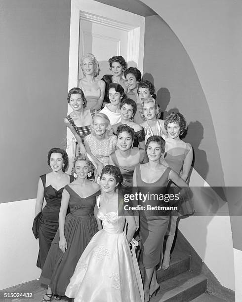 Winners Of Wampas Baby Stars Of 1956: Left to right, front row, are Dawn Richard Los Angeles; Doreen Stevens Atlantic City, New Jersey; Barbara Marks...