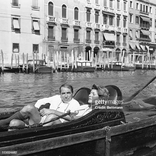 American actors Rita Hayworth and Gary Merrill take a gondola ride on the Grand Canal, Venice, Italy, September 18th 1961.