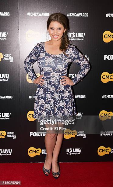 Bindi Irwin walks the red carpet at Country Music Channel Awards 2016 at the Queensland Performing Arts Centre on March 10, 2016 in Brisbane,...