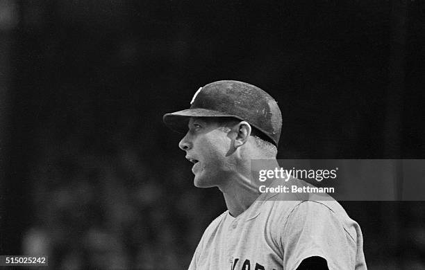 Yankee slugger Mickey Mantle screams at Tiger pitcher Jim Bunning here, after a close pitch in the third inning at Tiger Stadium.