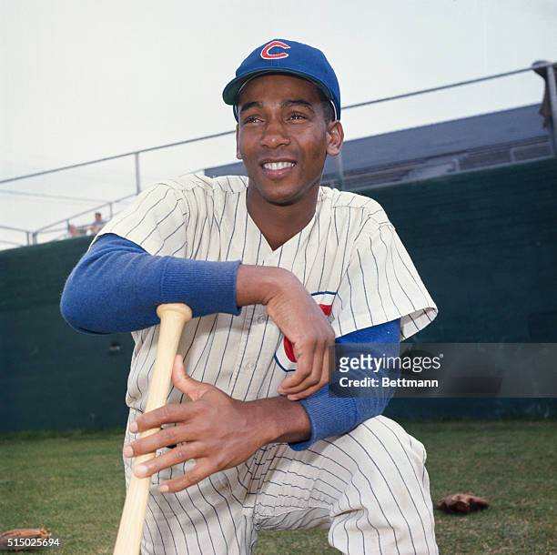 Mesa, Arizona: Ernie Banks of the Chicago Cubs during spring training.