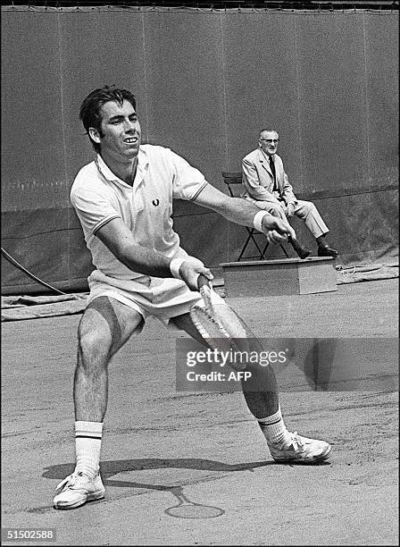 Undated and unlocated picture of Spaniard Manuel Santana during a championship. Santana won in Paris , in Forest Hills and at Wimbledon . He also won...