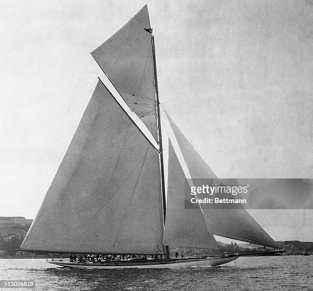 When Lipton Mad 4th Attempt to Win America's Cup. Pictured above is Sir Thomas Lipton's Shamrock IV which was beaten in 1920 by Resolute in the noted...