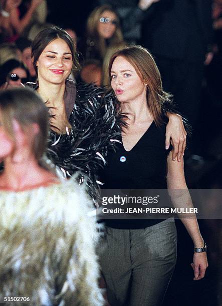 Stella McCartney acknowledges the audience after the show for her label, Chloe during the Autumn-Winter 2000/2001 ready-to-wear collections in Paris...