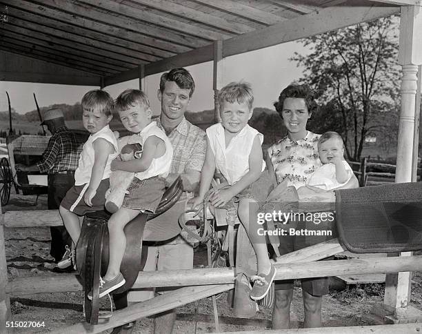 Robert Kennedy, now a Senate Committee investigator, is shown with his wife, Ethel, and four of their five children. The children, from left, are:...