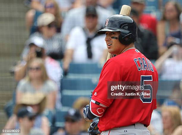 Allen Craig of the Boston Red Sox in action during the game against the New York Yankees at George M. Steinbrenner Field on March 5, 2016 in Tampa,...