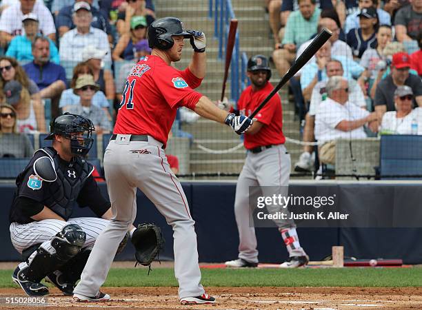 Brennan Boesch of the Boston Red Sox in action during the game against the New York Yankees at George M. Steinbrenner Field on March 5, 2016 in...