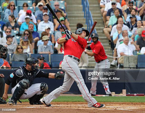 Brennan Boesch of the Boston Red Sox in action during the game against the New York Yankees at George M. Steinbrenner Field on March 5, 2016 in...