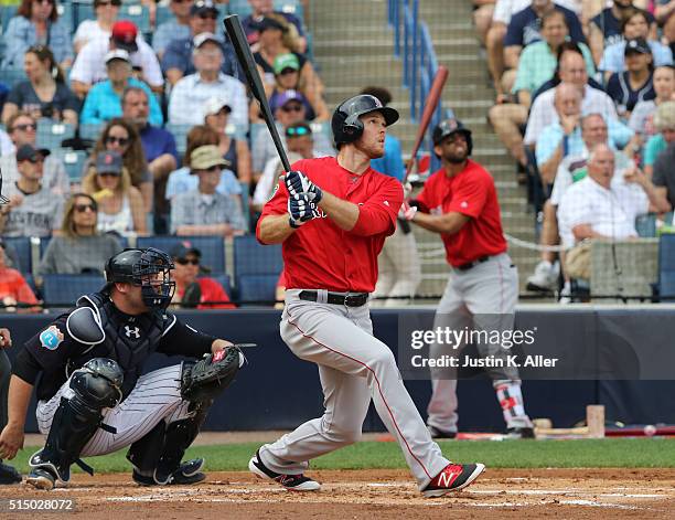 Brennan Boesch of the Boston Red Sox in action during the game against the New York Yankees at George M. Steinbrenner Field on March 5, 2016 in...