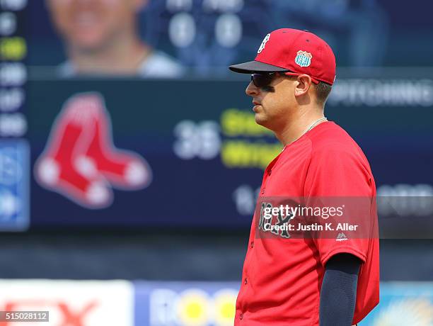 Allen Craig of the Boston Red Sox in action during the game against the New York Yankees at George M. Steinbrenner Field on March 5, 2016 in Tampa,...