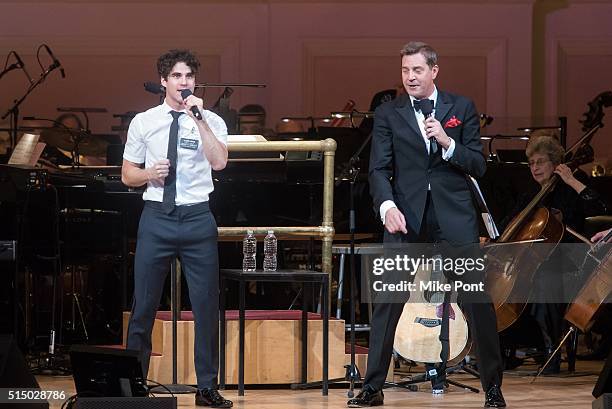 Actor Darren Criss performs with Steven Reineke during The New York Pops: Darren Criss and Betsy Wolfe in Concert at Carnegie Hall on March 11, 2016...