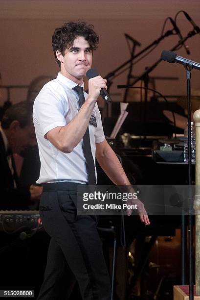 Actor Darren Criss performs during The New York Pops: Darren Criss and Betsy Wolfe in Concert at Carnegie Hall on March 11, 2016 in New York City.