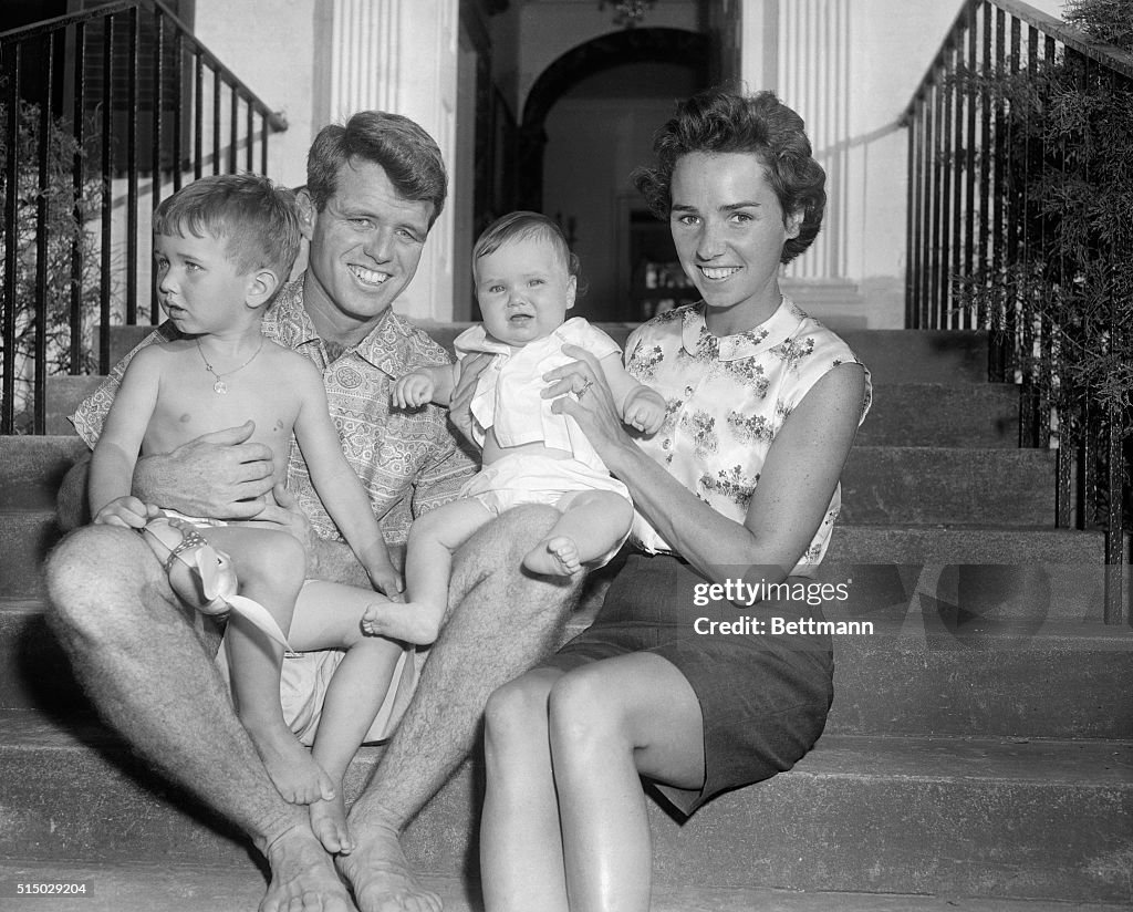Robert and Ethel Kennedy with Their Children on Steps