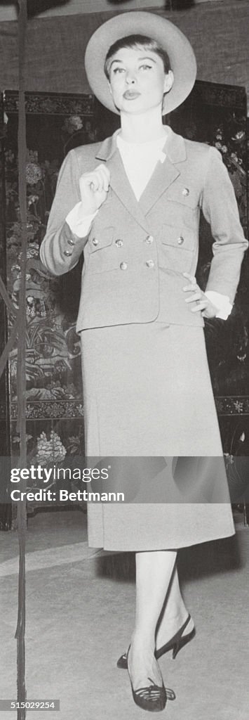 Model Wearing Wool Suit