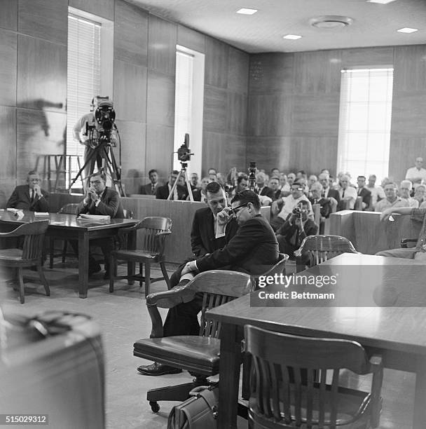 Tyler, Texas: Texas financier Billy Sol Estes sits in court during his 1962 trial for fraud. He later argued that camera coverage of the trial...