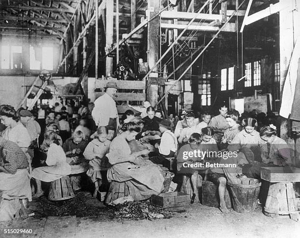 Far different from the modern methods used today, this photo taken by Lewis W. Hine at the turn of the century reveals the method at that time....