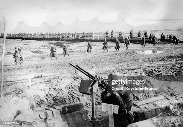 Soviet Anti aircraft machine gun during the Stalingrad battle in Stalingrad, Russia, in 1942.