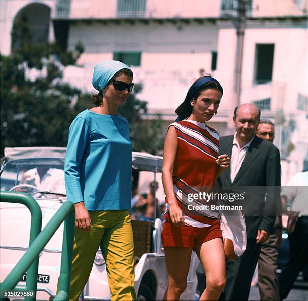 Spain: Jackie Kennedy is shown at the Pier of Amalfi, en route to Conca dei Marini beach via motorboat and then back from Amalfi to Ravello Villa.