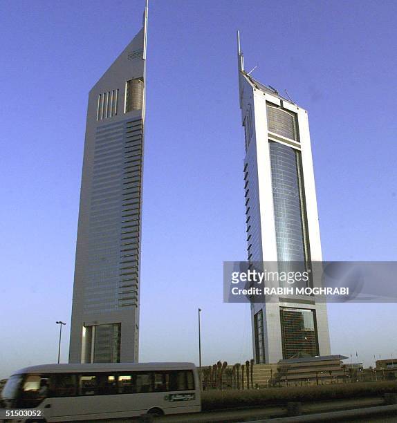 Picture shows 14 April 2000 Dubai's newest landmark, the Twin Towers. The towers include the third tallest hotel in the world at 305 meters and a...