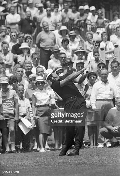 Gary Player is shown driving during the fourth round of the PGA tournament, which he won.