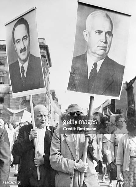 Big Show for Departing Soviet Leaders. East Berlin, East Germany: East German officials put on a gigantic rally in Marx-Engels Platz , to speed home...