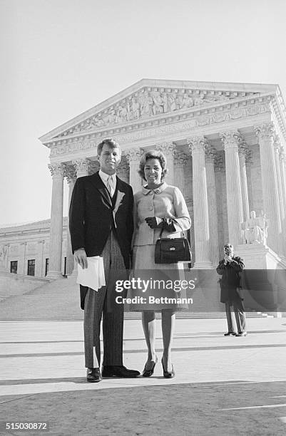 Attorney General Robert F. Kennedy and his wife, ethel, arrive at the U.S. Supreme Court today. The Attorney General is scheduled to argue his first...