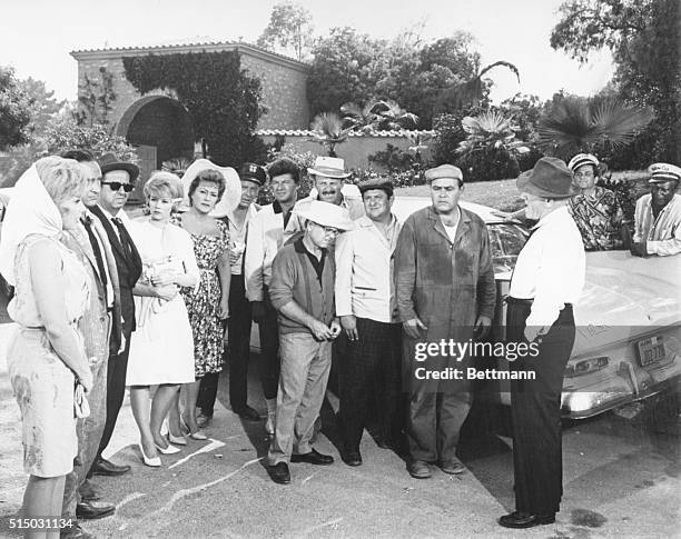 Members of the cast of the United Artists movie "It's a Mad, Mad, Mad, Mad World." L to r: Edie Adams, Sid Caesar, Phil Silvers, Dorothy Provine,...