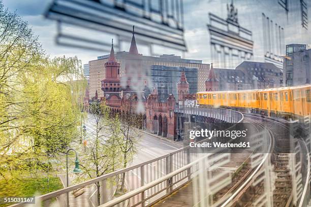 germany, berlin, view out of a subway train crossing the oberbaumbruecke - berlin subway stock pictures, royalty-free photos & images