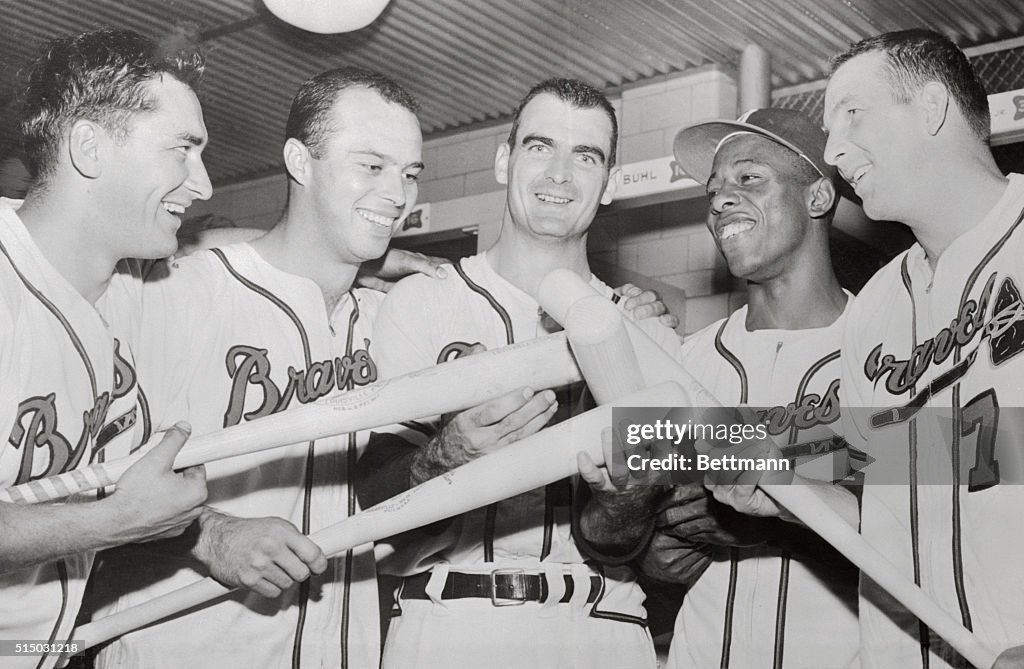 Hank Aaron with Some Teammates