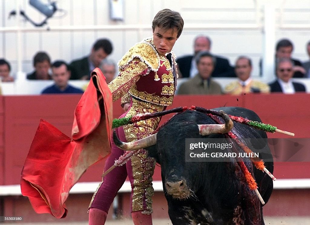 French torero "Juan Bautista" capes the bull "El