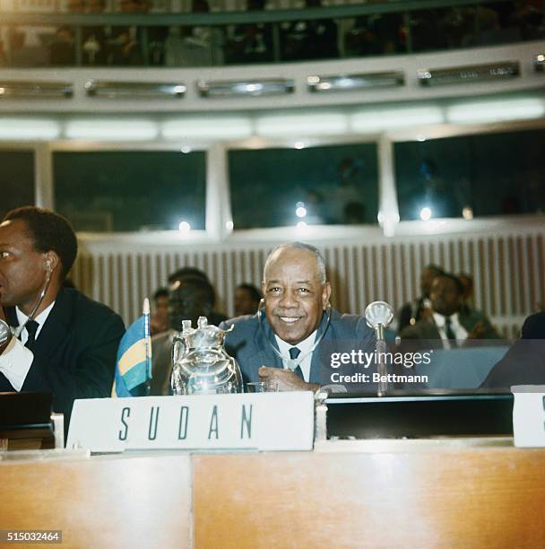Addis Ababa, Ethiopia: Abraham Abboud, Premier of Sudan, close up, while meeting with African Heads of State.