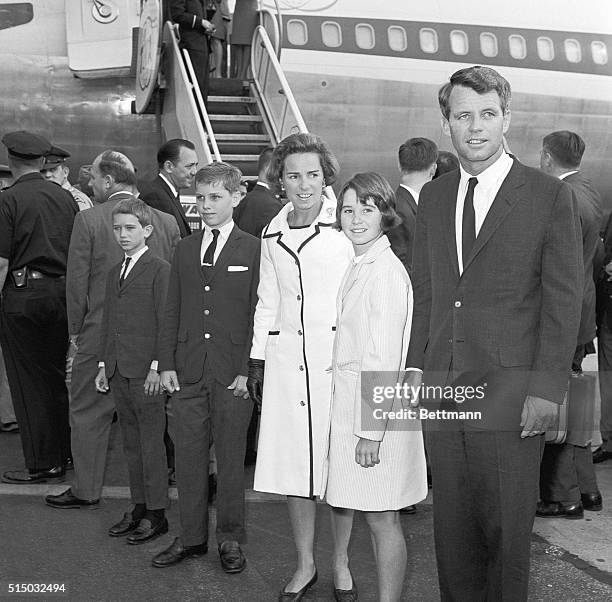 Robert F. Kennedy and his family return to New York after a trip to Europe. His wife Ethel, and children Joseph Patrick II, Robert Francis, Jr., and...