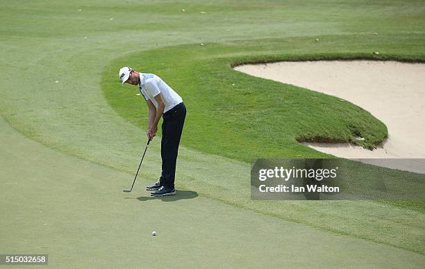 Rhys Davies of Wales in action during the third round of the 2016 True Thailand Classic at Black Mountain Golf Club on March 12, 2016 in Hua Hin,...