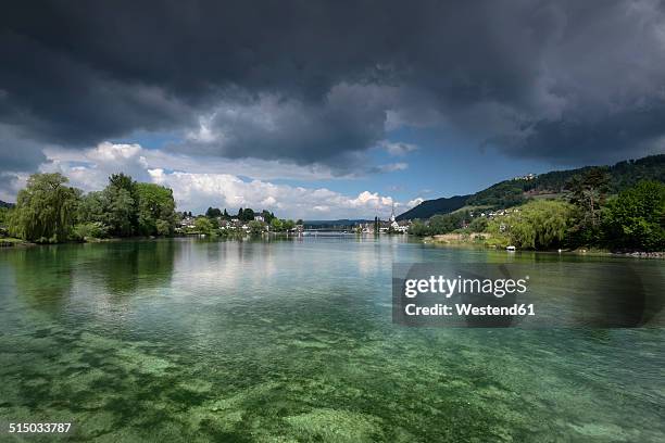 switzerland, thurgau, eschenz, view to stein am rhein - lakeshore stock pictures, royalty-free photos & images