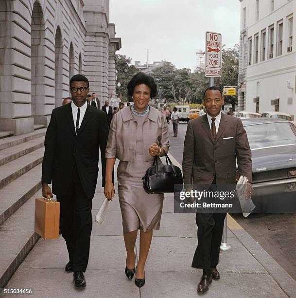 James Meredith, with his attorney, Mrs. Constance Baker Motley. Other man unidentified.