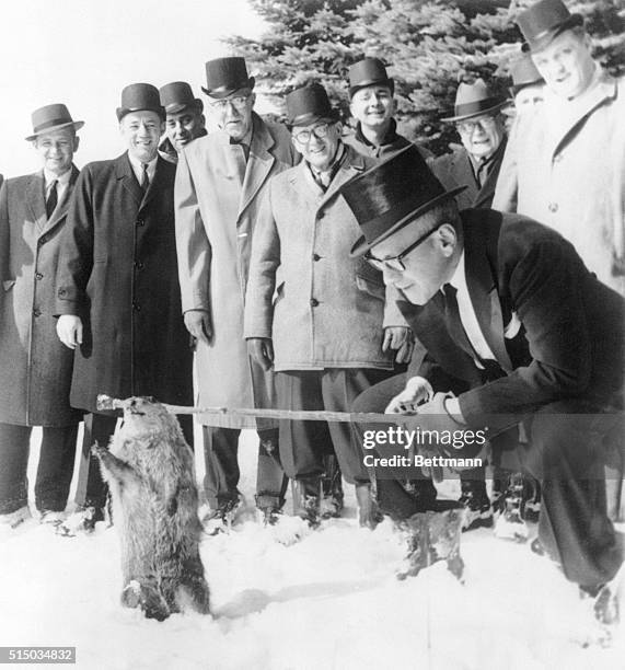 Punxsutawney, Pa.: The famous old seer of Gobbler's Knob makes this once-a-year weather prognostication for members of the Punxsutawney Groundhog...