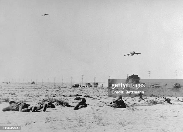 Egyptian MiGs Strafe Israeli Infantry in the Sinai